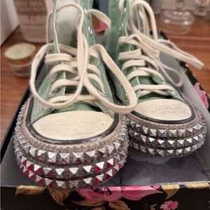 Free People Green Sneakers with Silver Accents - high tops